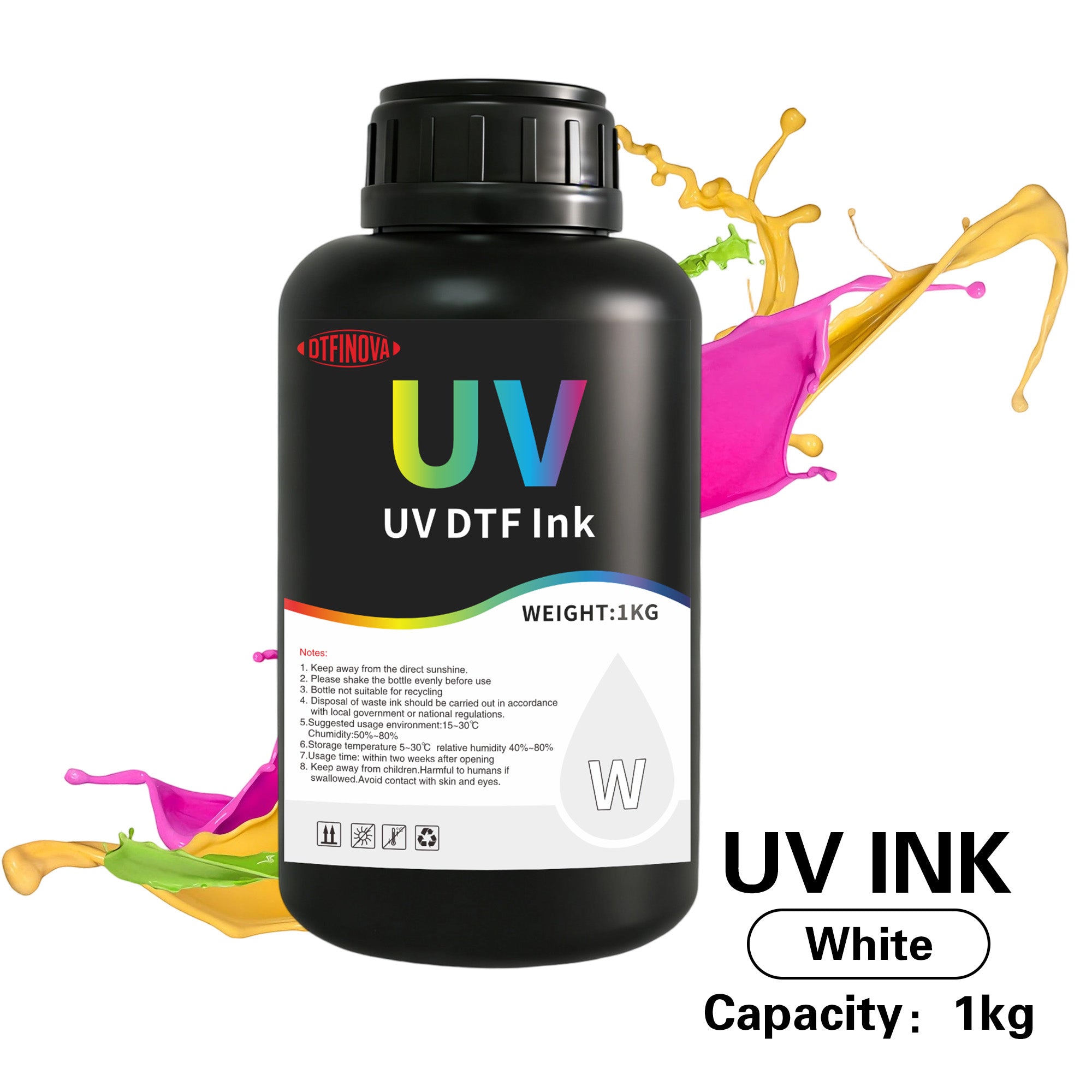 DFTINOVA Premium UV DTF Ink Set for UV Flatbed Printers, High-Density Vibrantly Colored UV Curable Ink for Direct-to-Film Printing,Waterproof & Fade-Resistant Ink for DIY Custom Transfer Stickers