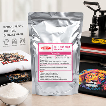 DTFinova DTF Hot Melt Powder for DTF Printer, Heat Transfer Powder for DIY T-Shirt Printing, Strong Bond & Stretchable Adhesive Powder.
