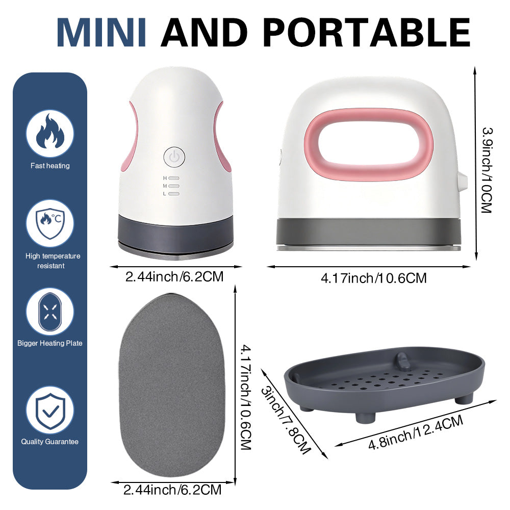 Portable Mini Heat Press Machine Handheld Iron for DIY T-shirt Shoes Bags Hats HTV Vinyl Projects Easy Press with 3 Heating Leve