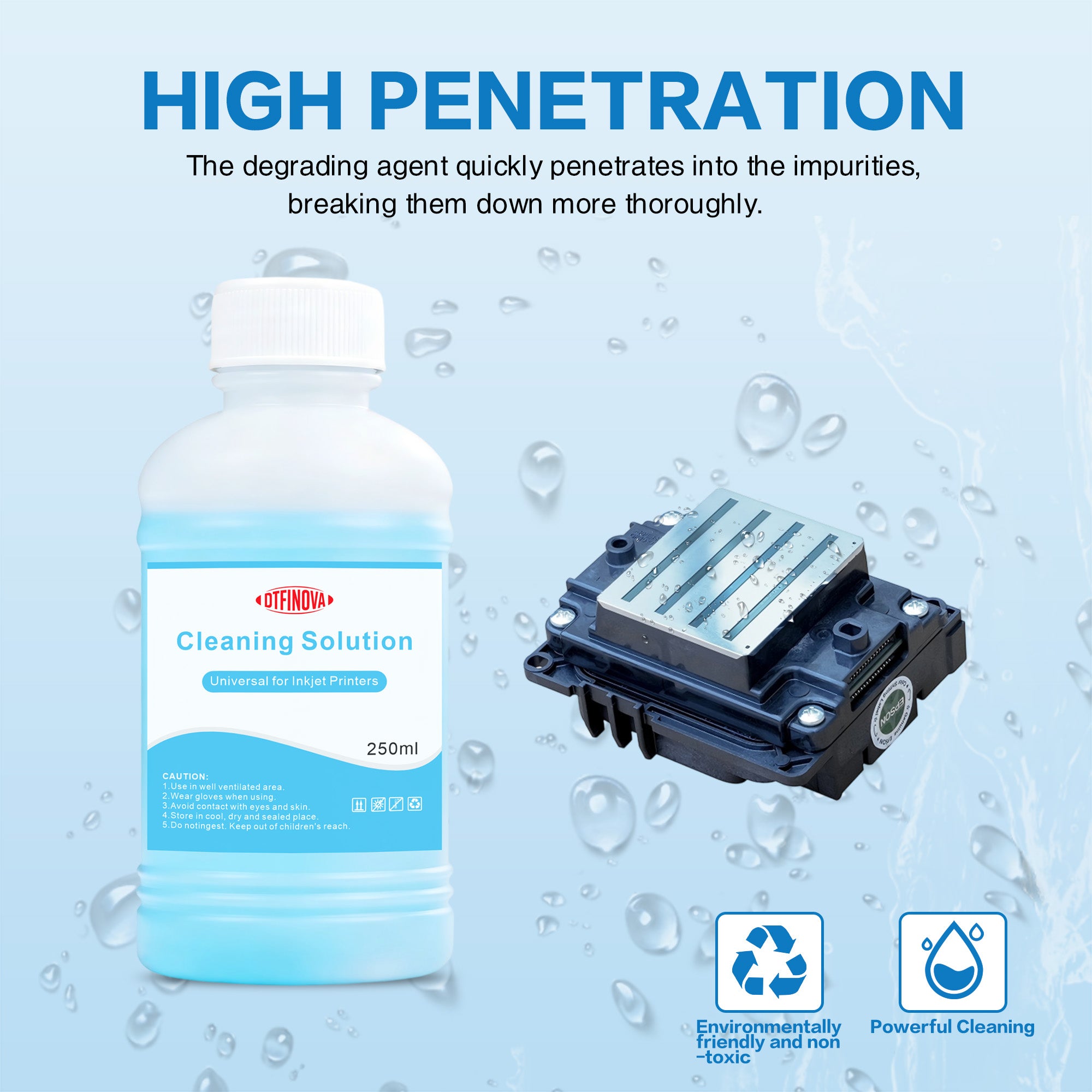Professional DTF Cleaning Solution for Epson Printheads, Ultra-Strong Printhead Cleaner & Maintenance Liquid for DTF Printers 250ml