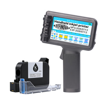 Handheld Inkjet Printer Portable Date Coder Batch Number QR Barcode for Cardboard, Plastic, Metal, Wood,Solvent fast-dry ink  Touch Screen, Rechargeable Battery