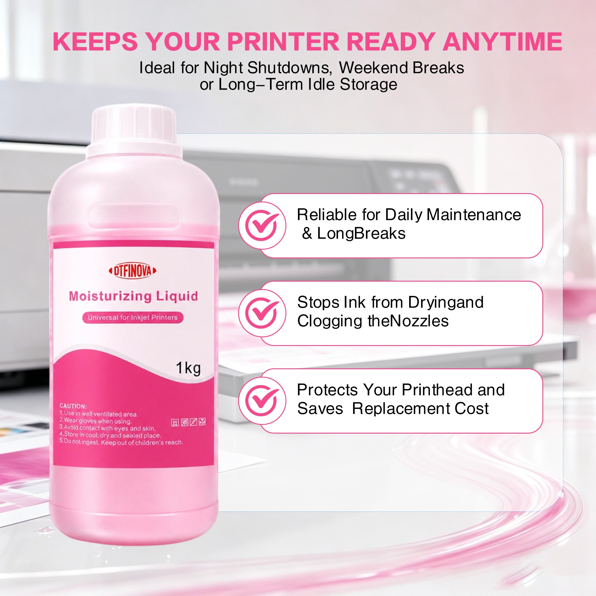 DTFINOVA Moisturizing Liquid compatible all DTF,DTG,Sublimation Epson print head Maintenance, Long-Lasting production,prevent head from drying and clogging.