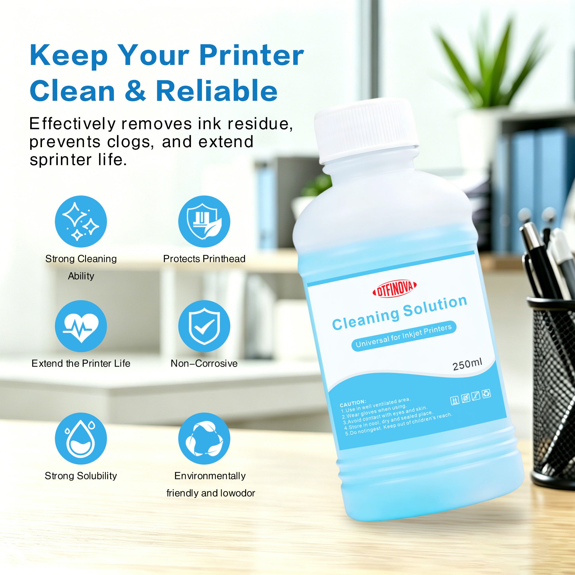 Professional DTF Cleaning Solution for Epson Printheads, Ultra-Strong Printhead Cleaner & Maintenance Liquid for DTF Printers 250ml