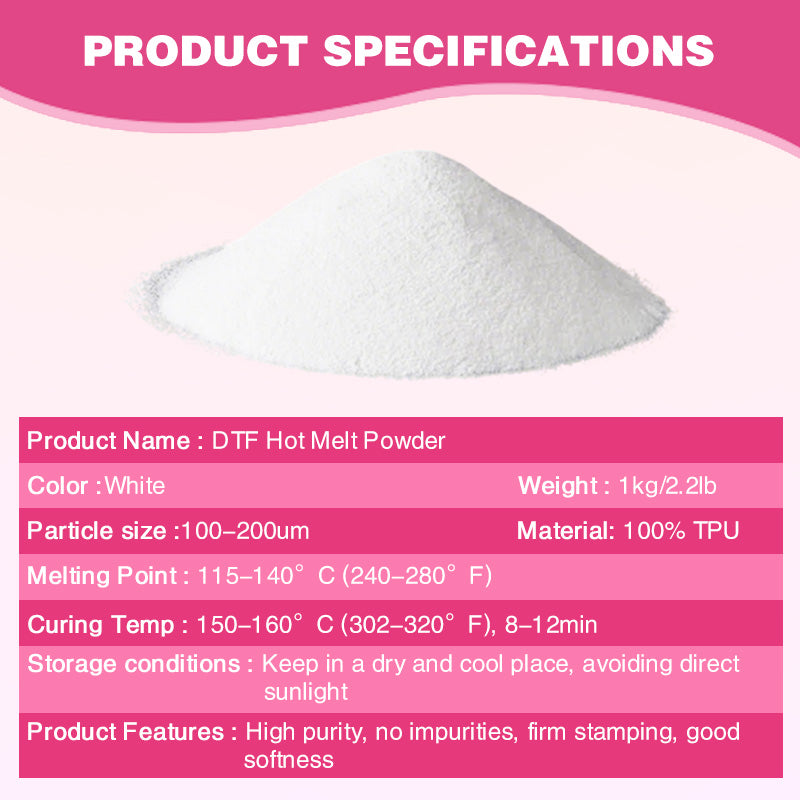 DTFinova DTF Hot Melt Powder for DTF Printer, Heat Transfer Powder for DIY T-Shirt Printing, Strong Bond & Stretchable Adhesive Powder.