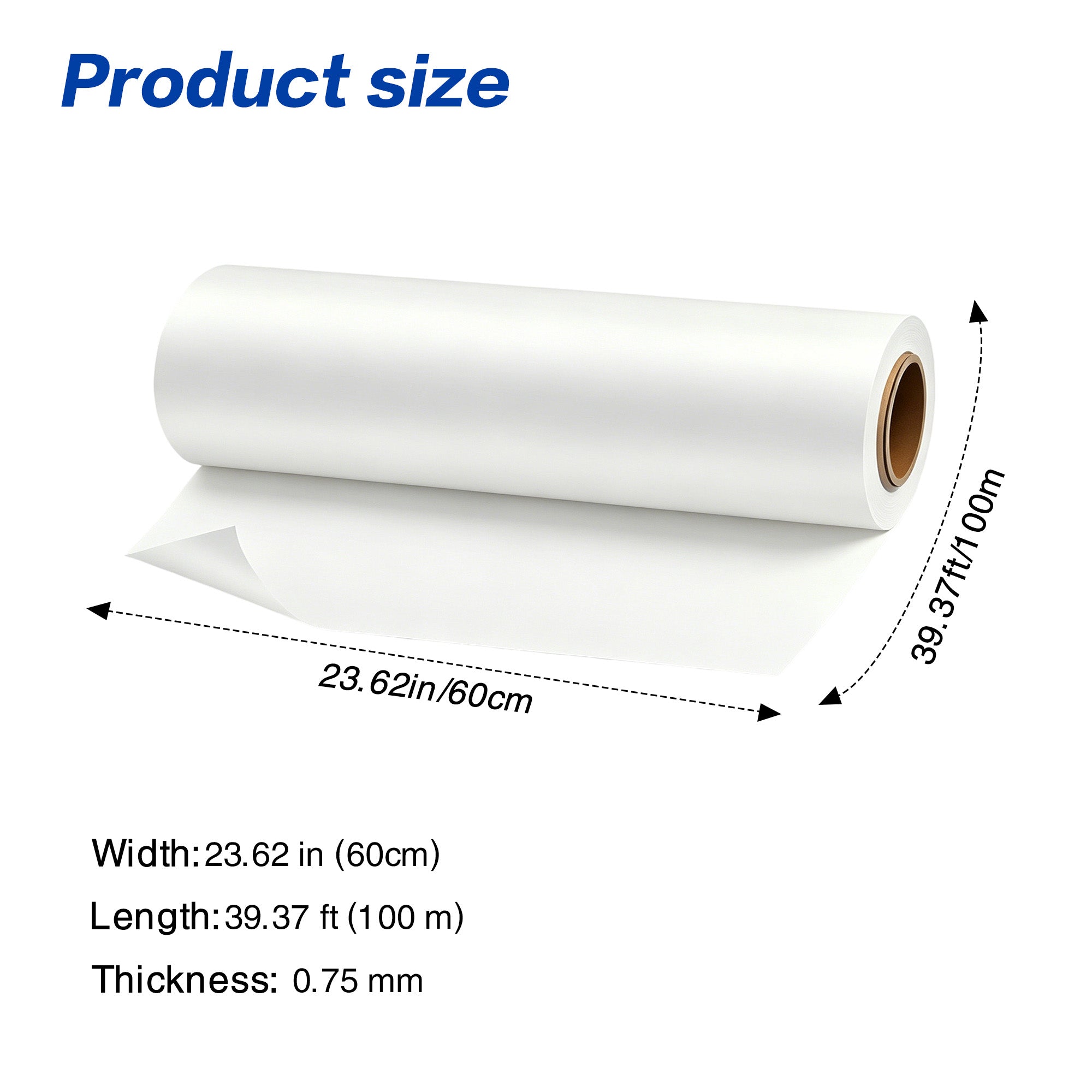 DTFINOVA Double-Sided Matte DTF Transfer Paper Roll 60cm x 100m, Anti-Slip Matte Finish DTF Pet Film Roll for Epson i3200 XP600 DTF Printers, Vivid Color Transfer