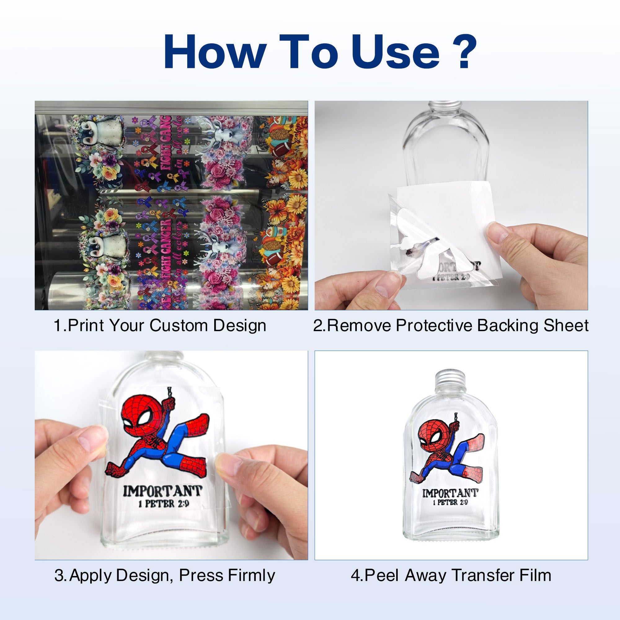 Premium UV DTF Film A and B for Custom Transfers | Waterproof & Scratch-Resistant UV AB Film for Sublimation, DIY Mugs, Glass, and Hard Surfaces | High-Gloss, Easy Peel Transfer Film