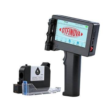DTFinova Handheld Inkjet Printer Portable Handheld Printer with 12.7 mm print Height for Batch Number Date Logo QR Code Barcode picture printing on Any Surfaces