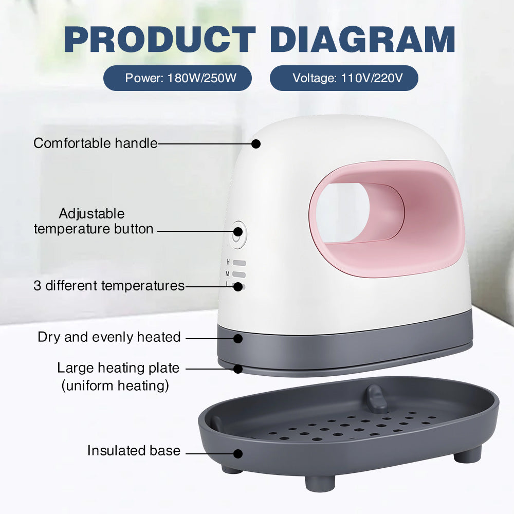 Portable Mini Heat Press Machine Handheld Iron for DIY T-shirt Shoes Bags Hats HTV Vinyl Projects Easy Press with 3 Heating Leve