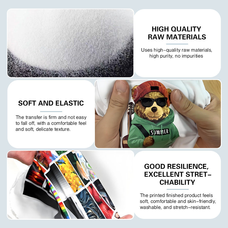 DTFinova DTF Hot Melt Powder for DTF Printer, Heat Transfer Powder for DIY T-Shirt Printing, Strong Bond & Stretchable Adhesive Powder.