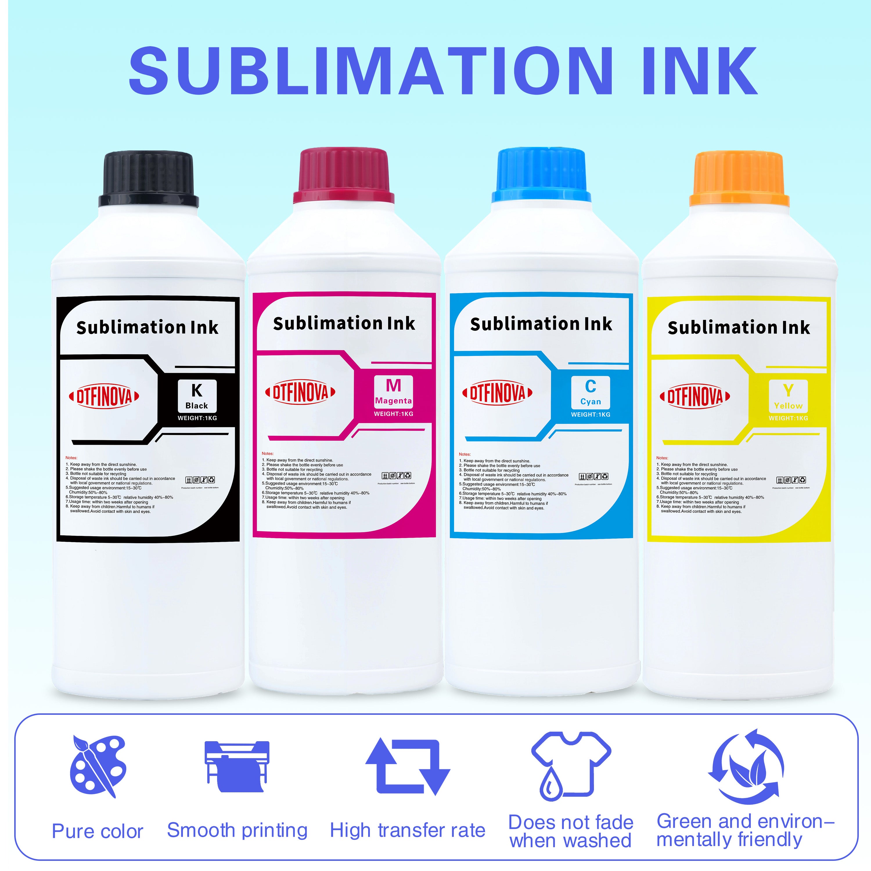 DTFINOVA Sublimation Ink For Epson Desktop printer heat transfer ink Eco-Tank L8160 L8180 L8168 L8050 ET-8500 ET-8550 printer T-Shirt Mug