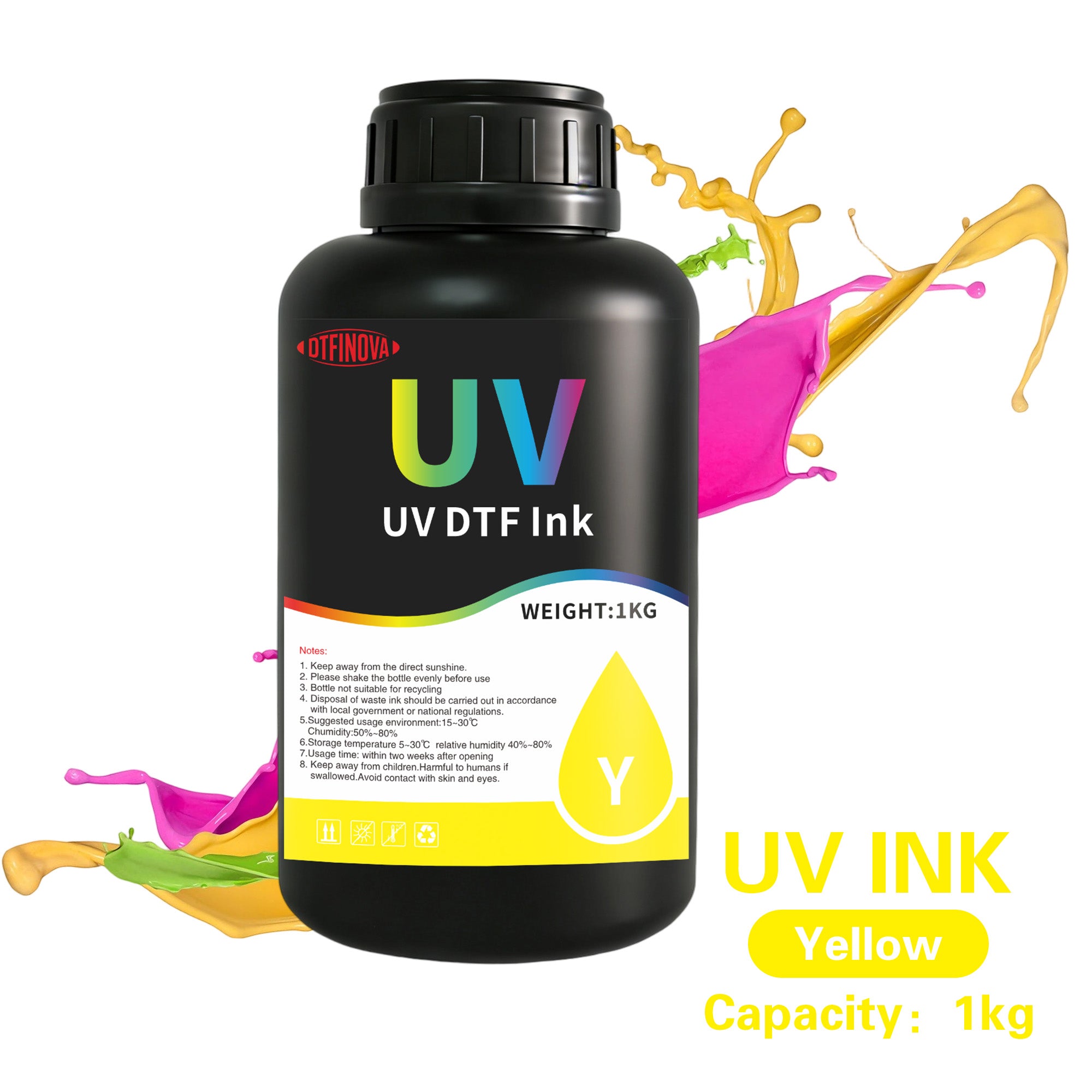 DFTINOVA Premium UV DTF Ink Set for UV Flatbed Printers, High-Density Vibrantly Colored UV Curable Ink for Direct-to-Film Printing,Waterproof & Fade-Resistant Ink for DIY Custom Transfer Stickers