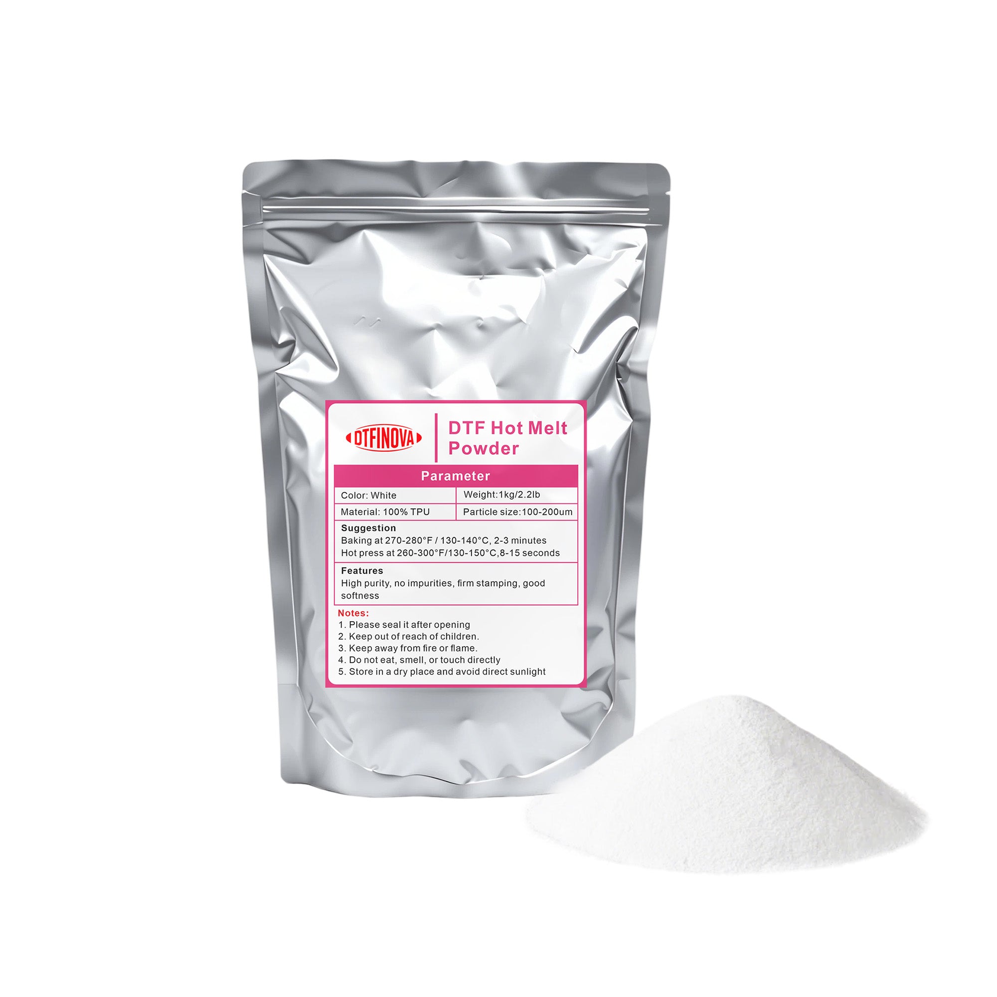 DTFinova DTF Hot Melt Powder for DTF Printer, Heat Transfer Powder for DIY T-Shirt Printing, Strong Bond & Stretchable Adhesive Powder.